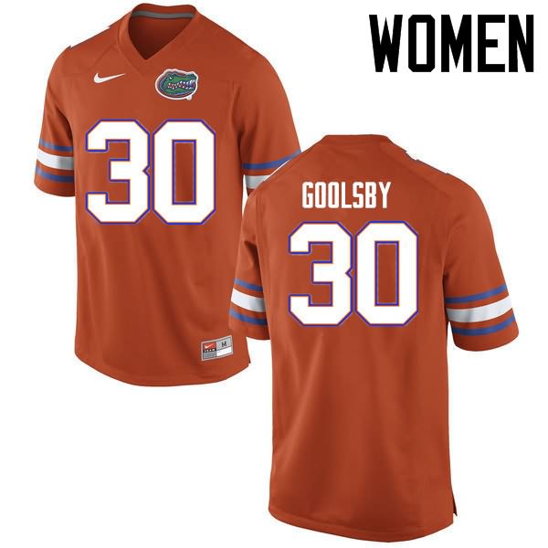 Women's NCAA Florida Gators DeAndre Goolsby #30 Stitched Authentic Nike Orange College Football Jersey BIU7465FI